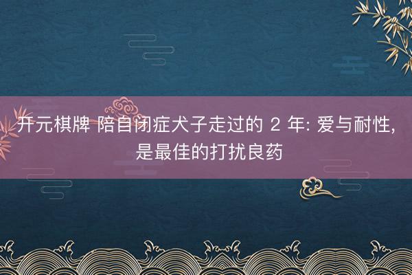 开元棋牌 陪自闭症犬子走过的 2 年: 爱与耐性, 是最佳的打扰良药