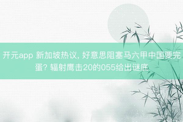 开元app 新加坡热议, 好意思阻塞马六甲中国要完蛋? 辐射鹰击20的055给出谜底